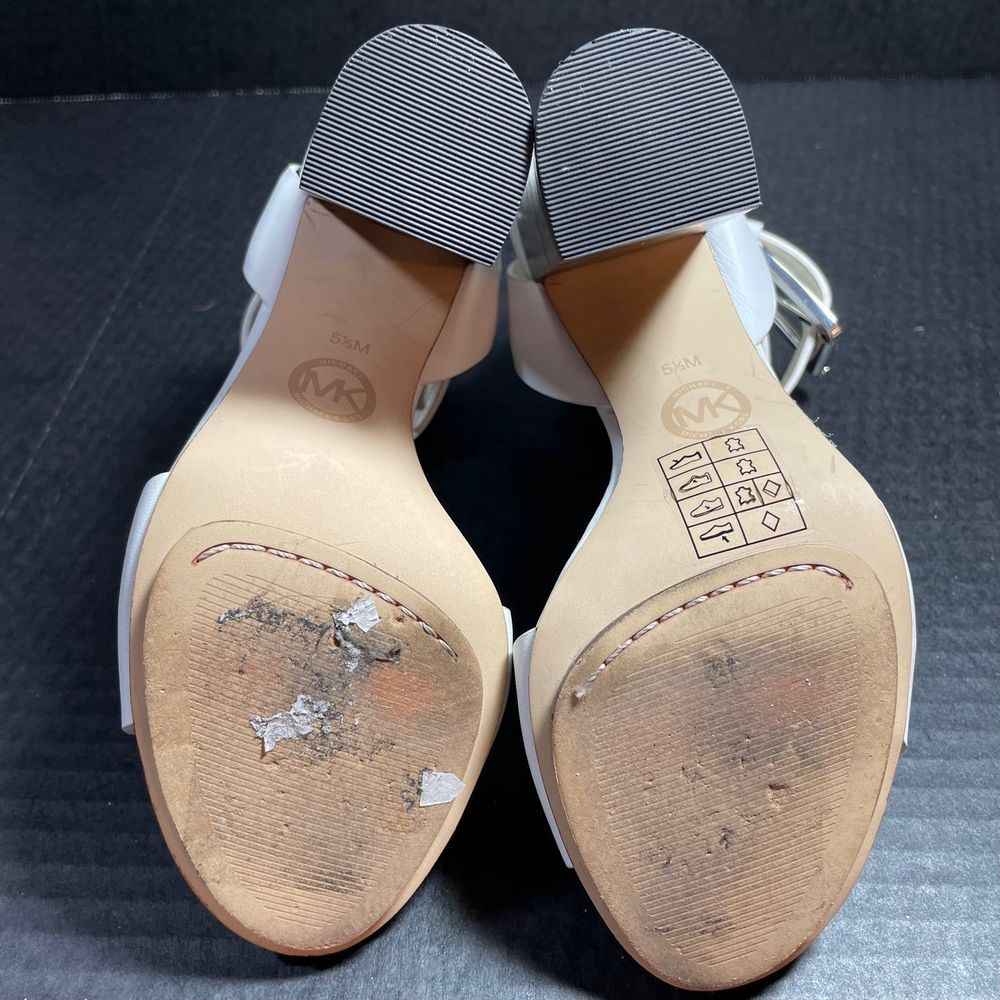 Michael Kors White Leather 4” heeled sandal 5.5M EUC WORN ONLY ONCE PRICE FIRM!! - Picture 8 of 13